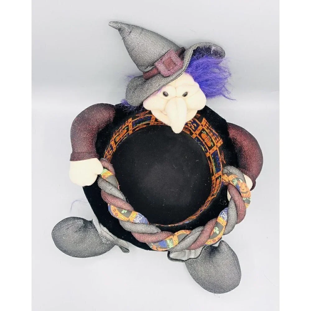 Vintage Halloween Witch Candy Basket Kids of America Plush Trick Or Treat Bowl